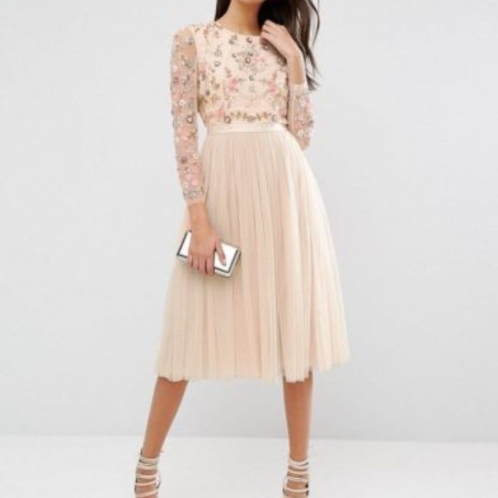 Needle and Thread beaded pale pink dress